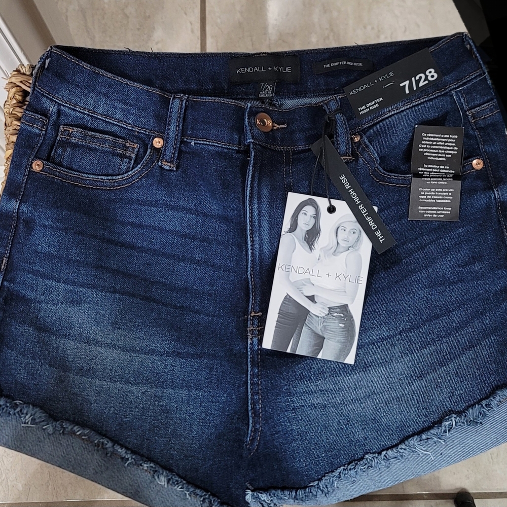 Kendall & Kylie High Rise Blue Denim Shorts